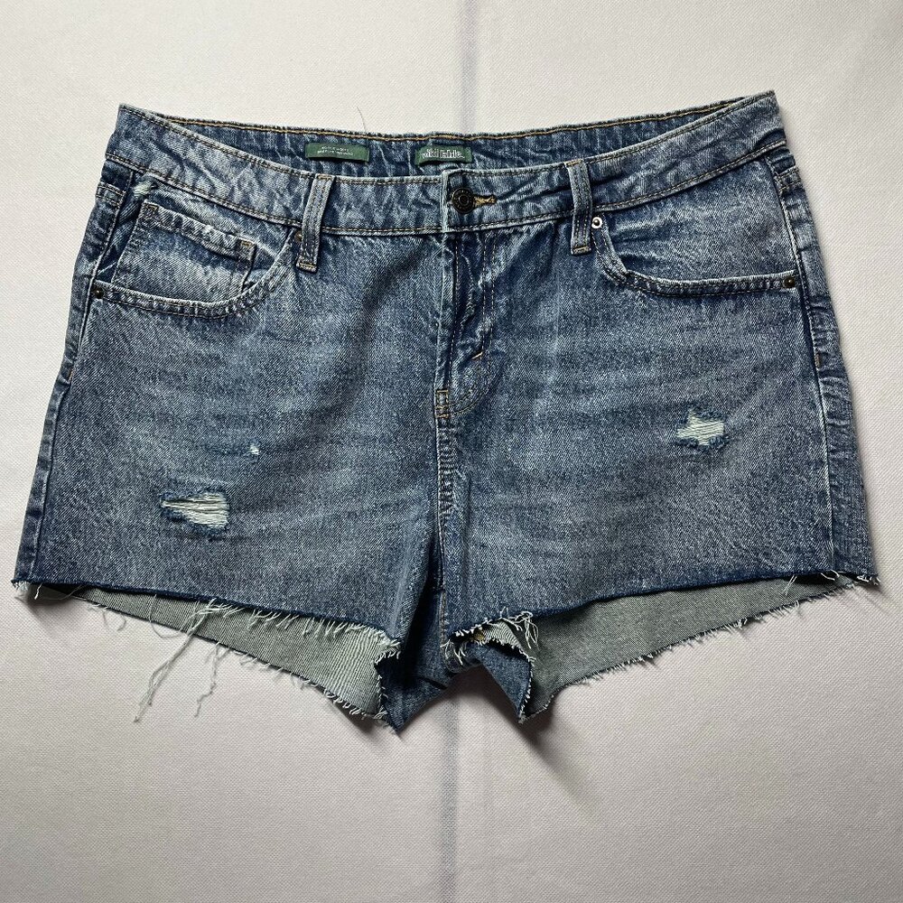Wild Fable Womens Blue Raw Frayed Hem Distressed Denim Mid Rise Shorts 12